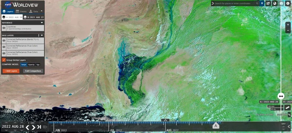 NASA paylaştı: Pakistan’daki sel ülkede 100 km çapında bir göl oluşturdu
